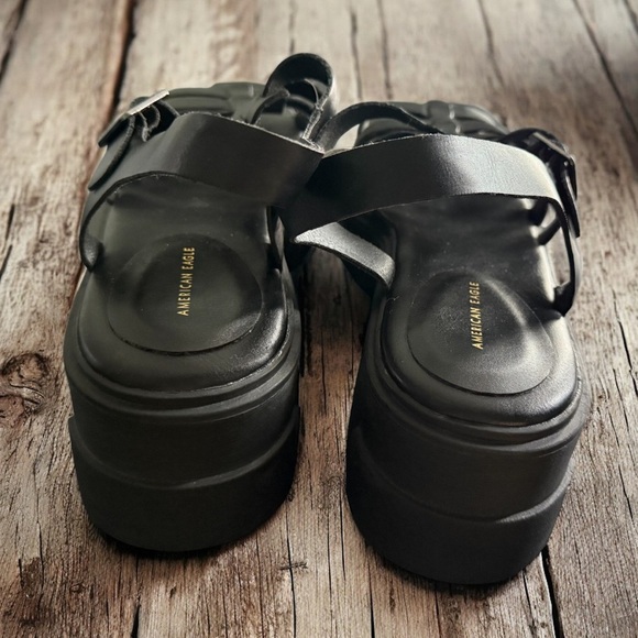 New American Eagle Womens Fisherman Sandals Size 11 Black Open Toe Chunky Heel - Picture 6 of 16